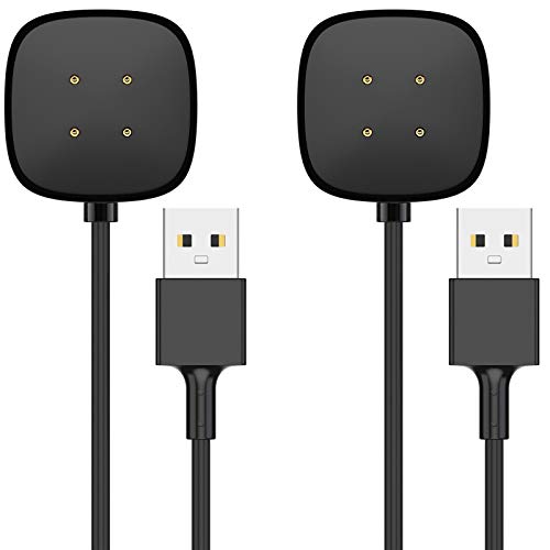 EUCARLOS 2 Pack Charger Cable Compatible with Sense/Sense 2/Versa 4/Versa 3, 3.3Ft Replacement USB Charging Cable Dock Stand Sturdy Power Cord for Sense/Sense 2/Versa 4/Versa 3 Smartwatch