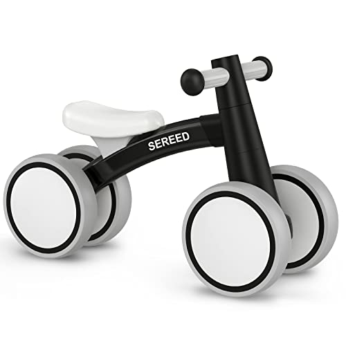 SEREED Baby Balance Bike for 1 Year Old Boys Girls 12-24 Month Toddler Balance Bike, 4 Wheels Toddler First Bike, First Birthday Gifts (Black)