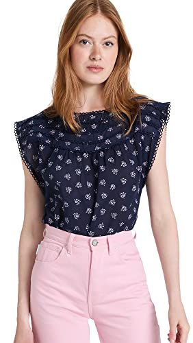 BB DAKOTA Women's Have A Lace Top, Oilslick, Blue, Floral, M