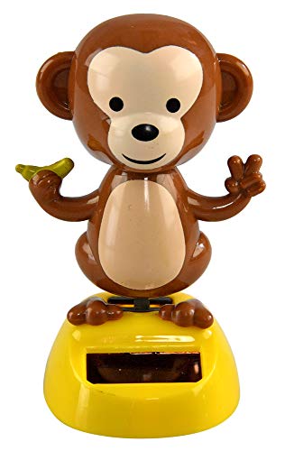 Home-X Solar-Power Dancing Monkey Figure, Office Décor, 3 3/4” Tall