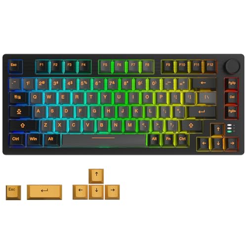 DAREU EK75PRO Wireless 75% RGB Hot-Swappable Mechanical Gaming Keyboard with Knob,2.4Ghz/BT5.1/USB-C Connectivity, 81 Keys Gasket Mount, PBT Keycaps&Linear Dream Switch for Win/MAC