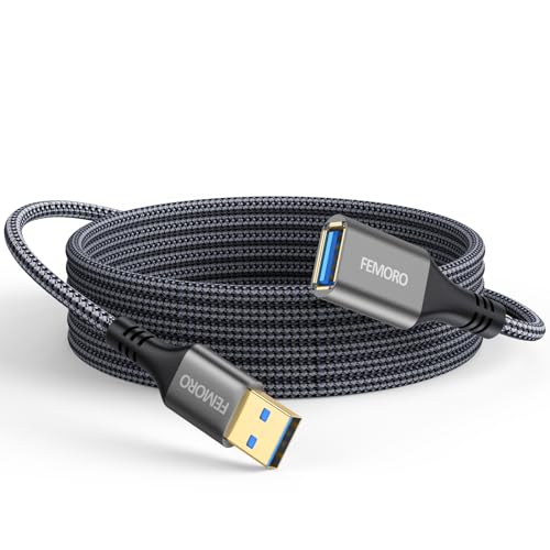 USB Extension Cable 10 ft, USB 3.0 Extender Long, USB Type A Male to Female Extension Cord Braided for 5Gbps Data Transfer and Charging for Keyboard Mouse Flash Drive Printer Camera and More