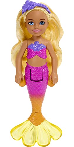 Barbie Mermaid Chelsea Doll with Wavy Blond Hair and Ombre Tail, Mermaid Toys, Headband Accessory