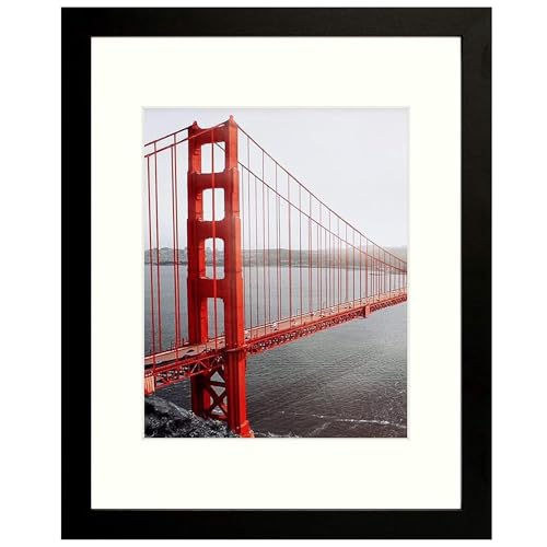 Frametory, 11x14 Picture Frame - Made to Display Pictures 8x10 with Mat or 11x14 Without Mat - Wide Molding - Pre-Installed Wall Mounting Hardware (Black, 1 Pack)