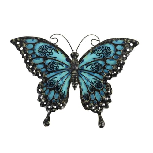 LIFFY Metal Butterfly Wall Decor Glass Outdoor Wall Art Sculptures 12' Hanging Garden Decorations Indoor Home Decorative Ornaments for Patio Yard Fence Bedroom Living Room