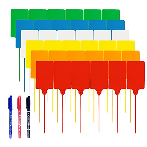 EDSRDRUS 36pcs 100x58mm Waterproof Large Shipping Tags with 3 Colors Marker Pens, Multi-Color Self Locking Nylon Writable Marker Ties Luggage Identification Tags, Seal Tags Zip Tie for Labeling