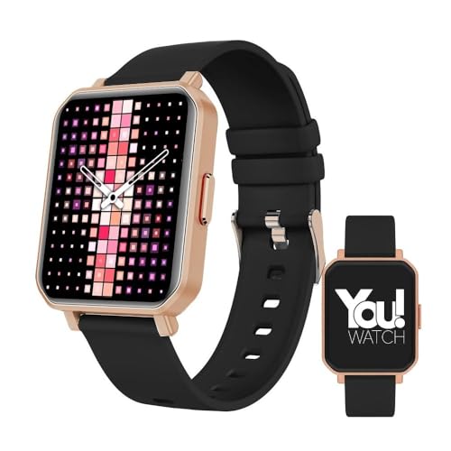 YouWatch Smart Watch for iPhone Android, (Answer/Make Call) Bluetooth Fitness Tracker Blood Oxygen Heart Rate Blood Pressure Pedometer 100+ Sport Modes Voice Assistant Music Control (Rose Gold)