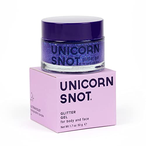 Unicorn Snot Glitter for Face & Body - Cosmetic-Grade Holographic Glitter Gel - Glitter Makeup for Festivals, Raves, Pride Accessories - Safe for Face, Easy Application, Purple Glitter (Ultraviolet)