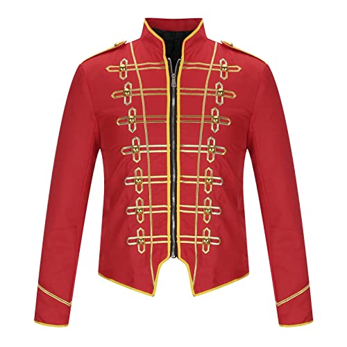 Cambkatl Mens Military Blazers Prince Coats Gothic Steampunk Costume for Halloween Drummer Parade Punk Officer Fitted Jackets