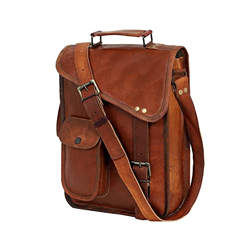 13' leather satchel tablet bag laptop case office briefcase messenger gift for men computer distressed shoulder bag