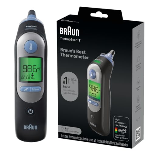 Braun ThermoScan 7 – Digital Ear Thermometer for Kids, Babies, Toddlers and Adults – Fast, Gentle, and Accurate Results in 2 Seconds - Black, IRT6520