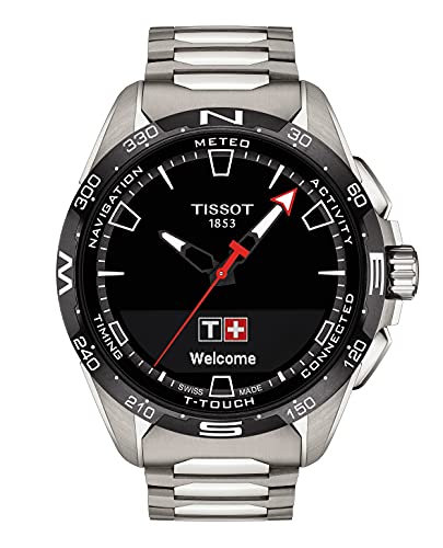 Tissot Unisex T-Touch Connect Solar Antimagnetic Titanium Case Swiss Tactile Quartz Watch with Strap, Grey, 23 (Model: T1214204405100)