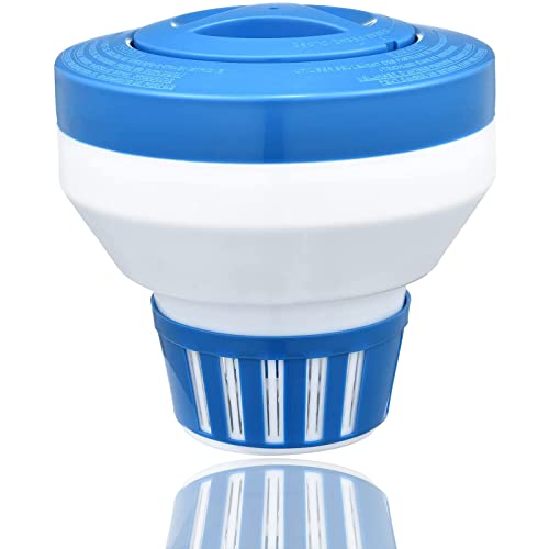 7.5' Chlorine/Bromine Floater, Large Floating Chlorine Dispenser for Chlorine Tablets 3 inch, Optimal Pool Chlorinator with Adjustable Release for Indoor & Outdoor Swimming Pool Hot Tub Blue