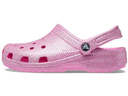 Crocs Unisex-Adult Classic Sparkly Clog, Metallic and Glitter Shoes, Taffy Pink, 9 Men/11 Women