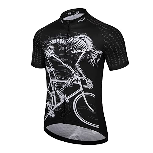 GLBJYTQ Men's Short Sleeves Cycling Jersey Summer Breathable Bicycle MTB Bike Shirt (White, Select)
