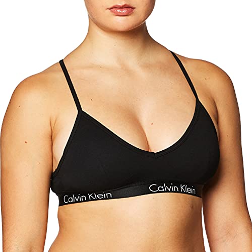 Calvin Klein Women's Motive Cotton Lightly Lined Bralette, Black, Large