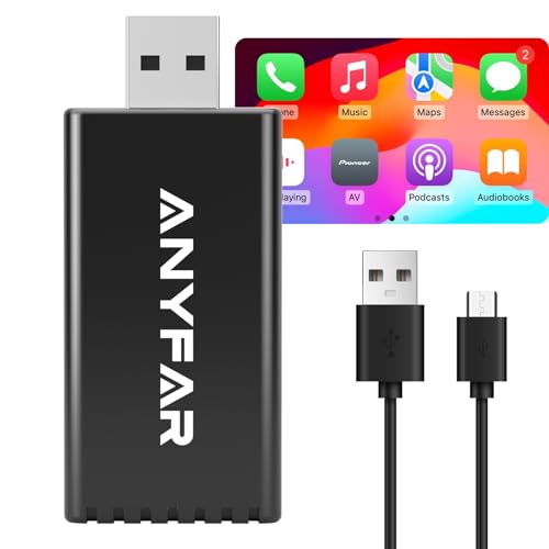 Wireless CarPlay Adapter, Dual-core 5G Chip (Upgraded), Auto-connect in Seconds, 5.8Ghz WiFi No Lag, Anyfar A4 Apple Car Play Wireless Dongle, USB-C & USB-A Cables, for OEM Wired CarPlay Car from 2016