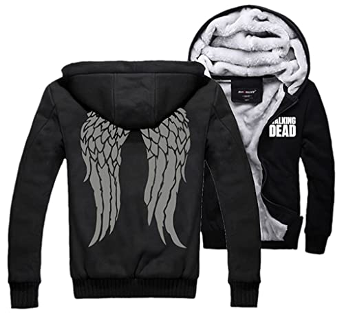Xcoser Angel Wings Hoodie Daryl Dixon Jacket Zip Up Gray wings Sweatshirt For Men XL