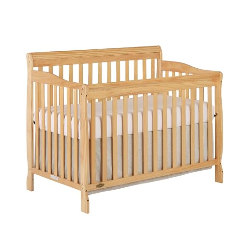 Dream On Me Ashton 4-In-1 Convertible Crib In Natural, Greenguard Gold, JPMA Certified, Non-Toxic Finishes, Features 4 Mattress Height Settings, Made Of Solid Pinewood