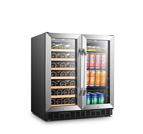 Lanbo 30 Inch Built-in Dual Zone Wine and Beverage Cooler, 33 Bottle and 70 Can