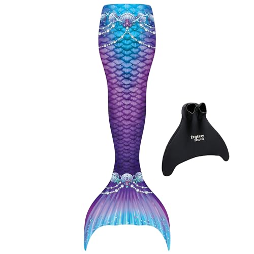 Fin Fun Fantasy Mermaid Tail for Girls and Boys, Monofin for Swimming Included (Purple - New Edition, Youth Small/Medium)