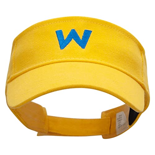 e4Hats.com Wario World Logo Embroidered Brushed Sports Visor - Yellow OSFM
