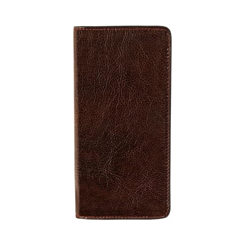 Time Resistance Long Leather Wallet - Suit Wallet - Bifold Mens Leather Wallet - Checkbook Wallet - Tall Billfold Card Wallet - Slim Wallet Made in Italy