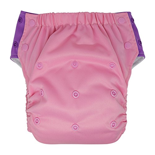 Hybrid Cloth Diaper - Reusable Training Pants, Swim Diaper, Special Needs Briefs, Fits from Baby up to 10 Years (Size 3, Pink/Purple)