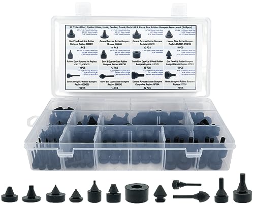 Dsnaduo 160 PCS Rubber Bumper Assortment Bumper Compatible With GM Ford and Chrysler Replace 20030, 8210, fit many models