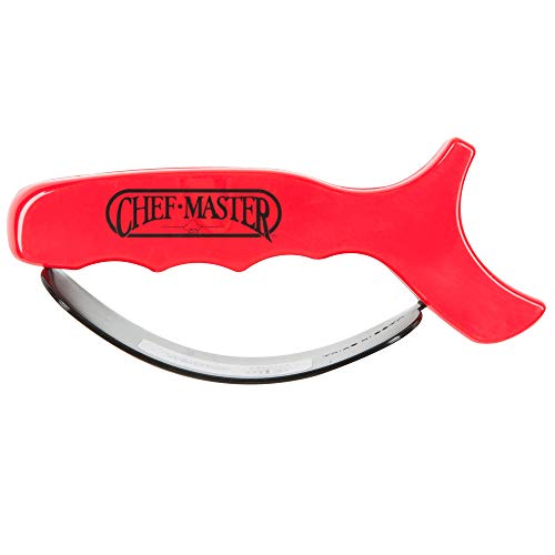 Chef Master 90015 Hand-Held Carbide Tipped Blade Sharpener, Kitchen Knife and Chef Knife Sharpener, Professional Chef Grade Sharpening Tool, Reversible Blades, Longer Lifespan