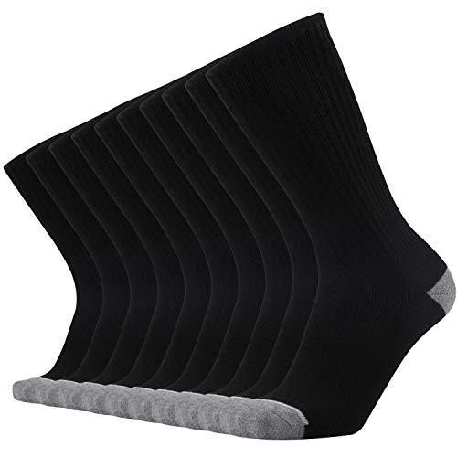 ONKE Cotton Cushion Crew Socks for Men Women Athletics All Seasons Thick Warm Heavy Duty Work Boots Moisture Wicking Control(Black L)