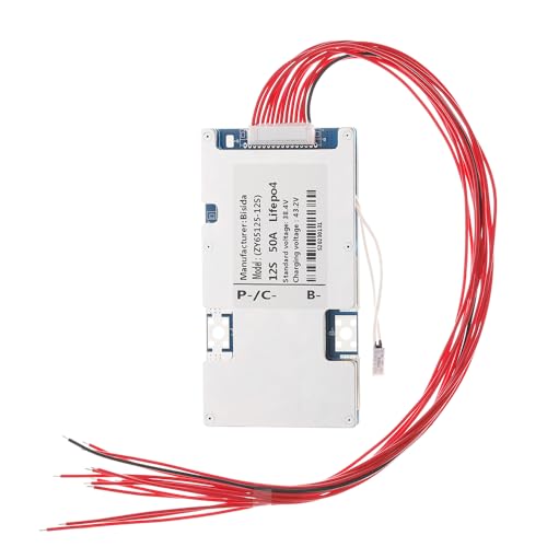 Bisida 12S BMS 38.4V 50A Lifepo4 Battery Management System PCB Protection Board with Balance Wire and NTC,Ten Functional Protections, Common Port, for Lifepo4 Battery Pack (12S 38.4V 50A)