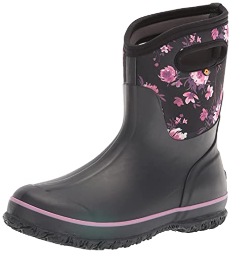 BOGS womens Classic Mid Rain Boot, Painterly Print - Black, 7 US