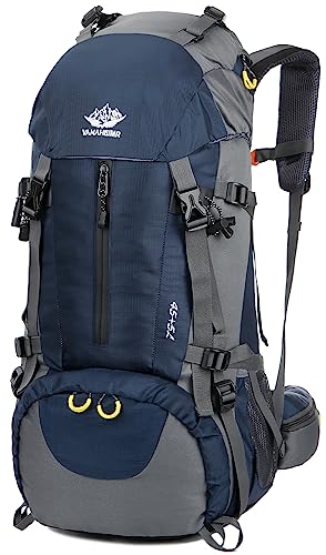 Esup 50L Hiking Backpack Men Camping Backpack with rain cover 45l+5l Lightweight Backpacking Backpack Travel Backpack (Blue)