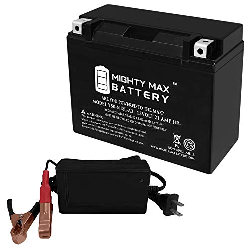 Mighty Max Battery Y50-N18L-A3 Replacement Battery for Exide Edge M228A3 + 12V 4Amp Charger