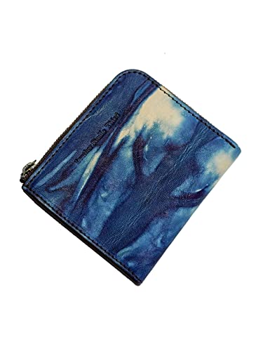Leather Studio Third Compact Wallet, Leger, Light Indigo (Marble)