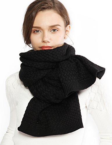 RIIQIICHY Winter Scarfs for Women Cold Weather Chunky Knit Scarf Warm Thick Black Scarf Long Large Oversized Scarves