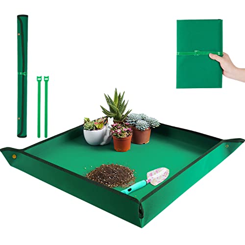 Plant Repotting Mat for Indoor Plants Transplanting Table Top Gardener Portable Potting Tray Potting Soil Tidy Tray Succulents Bonsai Planting Gardening Mat Garden Gifts for Women 29.5'x29.5'
