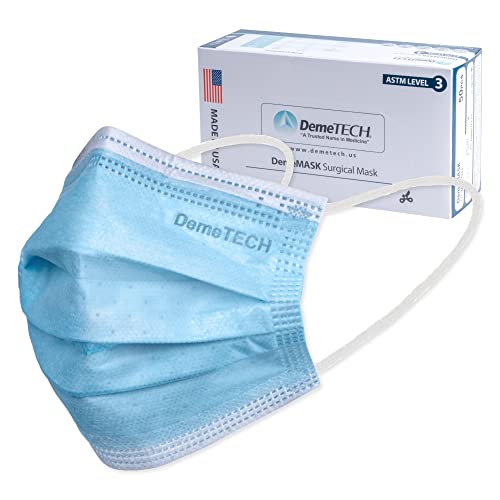 DEMETECH ASTM Level 3 Protective 3-Layer Face Mask, Ear-Loop Style, Adult, 50 Qty