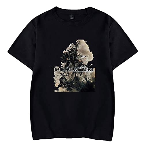 NieR Automata Game T-Shirt Crewnek Short Sleeve Tee Harajuku Streetwear Women Men's Clothes (Black,XXXL)