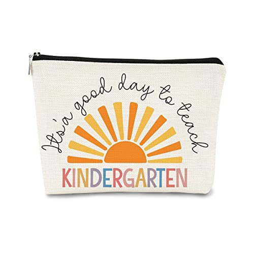 BARPERY Teacher Gifts Makeup Bag,Teacher Must Haves Boho Sunshine Teacher Survival Kit Bag Kindergarten Cosmetic Bag,Birthday Gifts For Kindergarten Teacher,Kindergarten Teacher Graduation Gifts