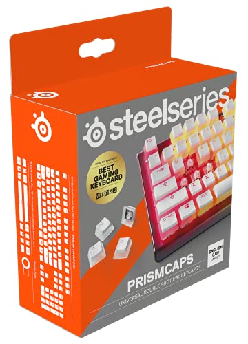 SteelSeries PrismCaps – Double Shot Pudding-style Keycaps – Durable PBT Thermoplastic – Compatible with Most Mechanical Keyboards – MX Stems – White (US Layout)