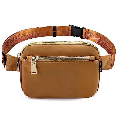 ZORFIN Fanny Packs for Women Men, Cross Body Fanny Pack Belt Bag for Women with Adjustable Strap, Fashion Waist Packs for Workout/Running/Hiking (Brown2)