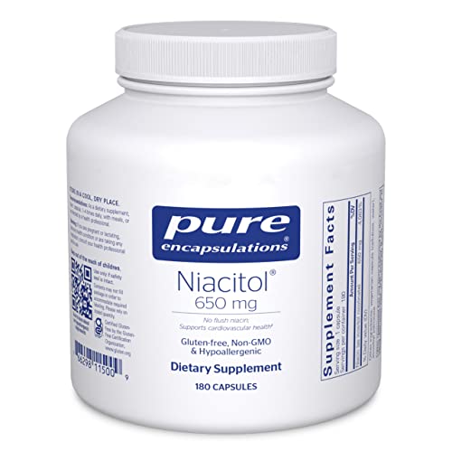Pure Encapsulations Niacitol 650 mg | Hypoallergenic No-Flush Niacin to Support Digestion, Hormone Synthesis, and Tissue Formation | 180 Capsules