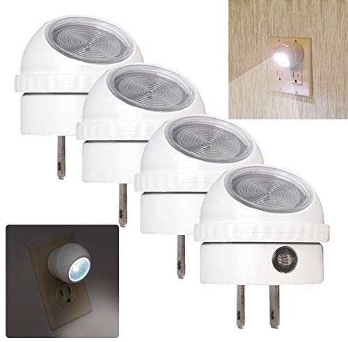 4 Pcs Best Popular LED Night Light Plug-In Bright Auto Sensor Photocell Hallway Energy Saving Color White