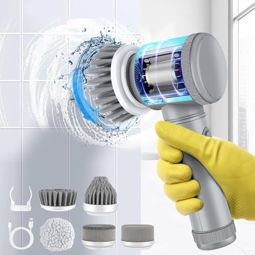arps Electric Scrubbers - Bathroom Wireless Electric Cleaning Brush, Kitchen Household Dish Brush, Portable Convenient Multi-Functional Shoe Brush Artifact, Rechargeable Cleaning Tools, Upgrade, Gray