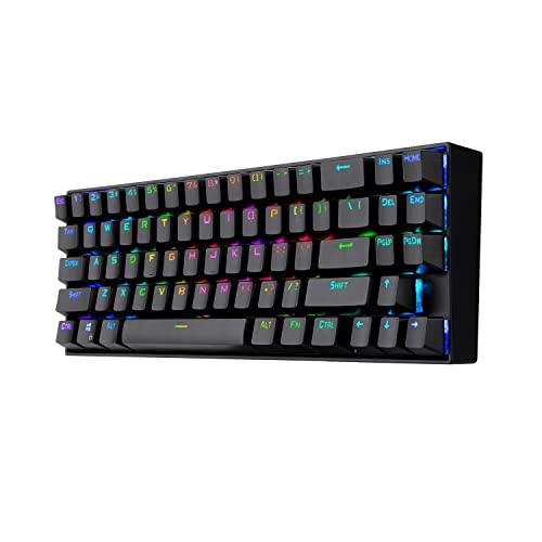 Redragon K599 Wired/Wireless Mechanical Gaming Keyboard 60% Compact Tenkeyless RGB Backlit Computer Keyboard for Windows PC Gamers (70 Key Red Switch – Black)
