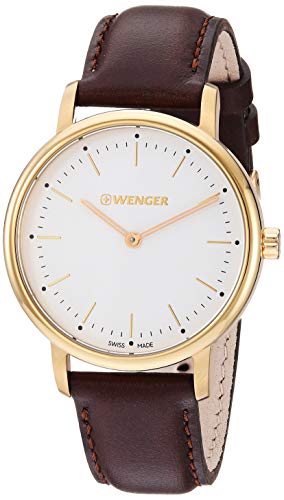 Wenger Women's Urban Classic Stainless Steel Swiss-Quartz Leather Strap, Brown, 17 Casual Watch (Model: 01.1721.112)