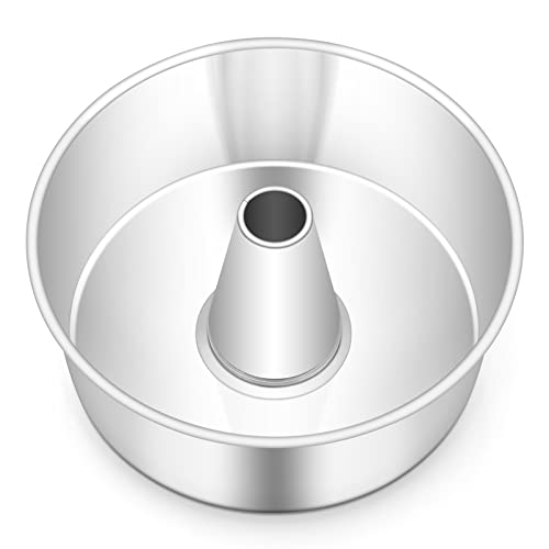 TeamFar 10inch Angel Food Cake Pan, Stainless Steel Cake Pan with Tube, Healthy & Non-toxic, Sturdy & One-Piece, Mirror Finish & Dishwasher Safe