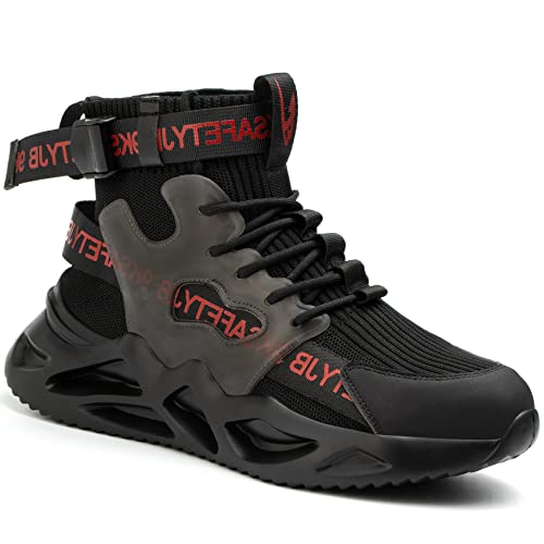ORISTACO Steel Toe Safety High-cut Boot, Breathable Lightweight Smash-proof Industries Construction Work Shoes, 7719 Black 39